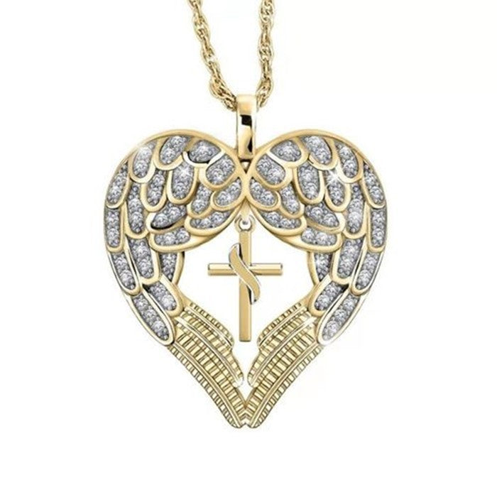 Wholesale Angel Wings Hollow Out Cross Metal Necklaces